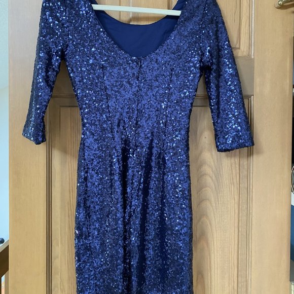 Lulu's Delightful Ways Navy Blue Sequin Dress - Picture 3 of 5